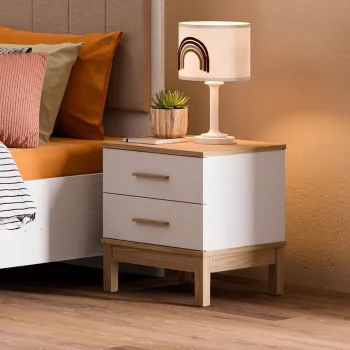 Noptiera, Hanah Home, Etto, 48x54.3x45 cm, PAL MELAMINAT, Lemn / Stejar alb imagine
