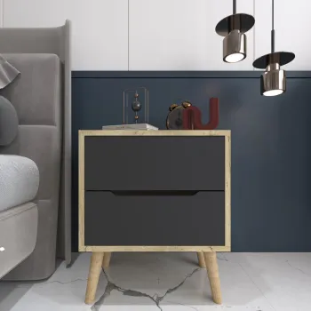 Noptiera, Hanah Home, Flora, 50x60x44 cm, PAL, Stejar safir / Antracit imagine