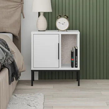 Noptiera, Hanah Home, Glynn, 45x50x35 cm, Alb imagine