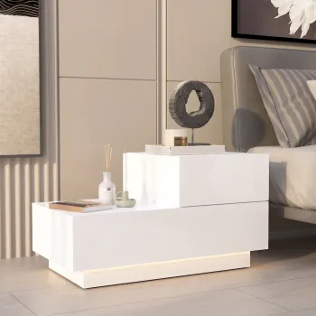Noptiera, Hanah Home, Kayra, 70x35x38.3 cm, PAL, Alb imagine