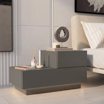 Noptiera, Hanah Home, Kayra, 70x35x38.3 cm, PAL, Antracit imagine