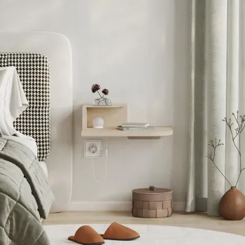 Noptiera, Hanah Home, Luno, 40x16.2x30 cm, Crem imagine