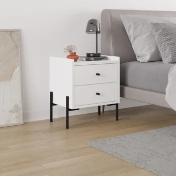 Noptiera, Hanah Home, Malta, 44.9x52x35 cm, Alb imagine