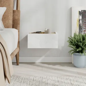 Noptiera, Hanah Home, Onda, 38.4x18.5x31 cm, Alb / Stejar imagine