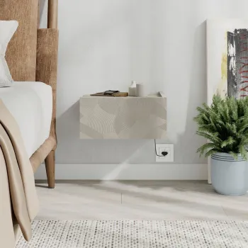 Noptiera, Hanah Home, Onda LED, 38.4x18.5x31 cm, Gresie / Travertin imagine