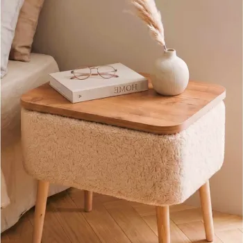 Noptiera, Hanah Home, Puf02Peka02, 60x55x30 cm, PAL, Bej / Natural imagine