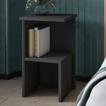 Noptiera, Hanah Home, Roisin, 29.6x50x29.6 cm, PAL, Antracit imagine