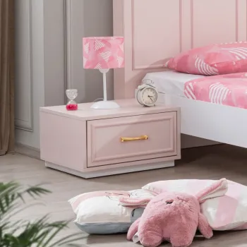 Noptiera, Hanah Home, Rosa, 55x30x45 cm, PAL, Roz/Alb imagine
