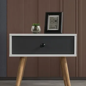 Noptiera, Hanah Home, Vita 5102, 55x49x55 cm, PAL, Alb / Antracit imagine