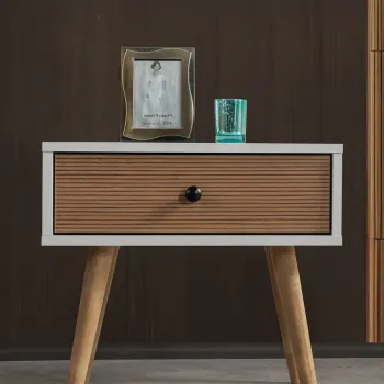 Noptiera, Hanah Home, Vita 5103, 55x49x55 cm, PAL, Alb/Maro imagine