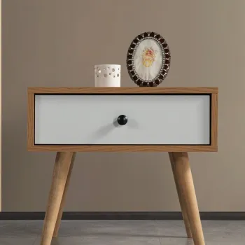 Noptiera, Hanah Home, Vita 5107, 55x49x55 cm, PAL, Nuc/Alb imagine