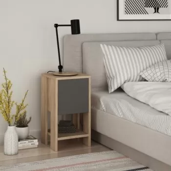 Noptiera Homitis, Ema - Oak, Anthracite, 30x55x30 cm, bej/antracit imagine