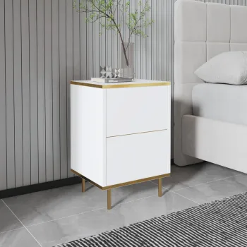 Noptiera, Inarch, Imaj, 40x60x35 cm, PAL, Alb/Auriu imagine