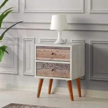 Noptiera Malmo, Kalune Design, 40x35x55 cm, alb/natural imagine