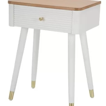 Noptiera, Matera, Mauro Ferretti, 45 x 32 x 62 cm, lemn frasin/lemn pin/MDF/fier, alb/maro imagine