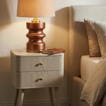 Noptiera, Mauro Ferretti, Shy, 34x37.5x59 cm, lemn de pin, alb/auriu imagine