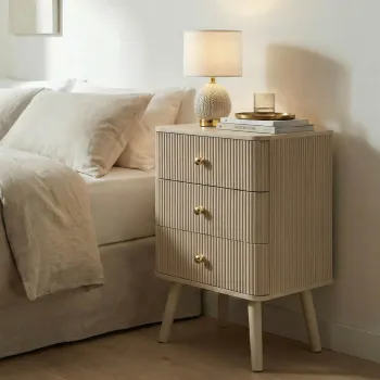 Noptiera, Mauro Ferretti, Shy, 37.5x34x61 cm, lemn de pin, alb/auriu imagine