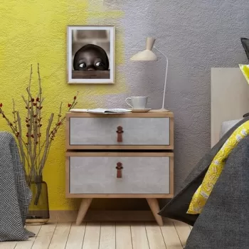 Noptiera, Mod Design, Olenj, 50 x 59 x 40 cm, pal melaminat, stejar/alb imagine