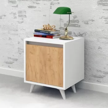 Noptiera, Mod Design, Piona, 45x52x40 cm, Stejar / Alb imagine
