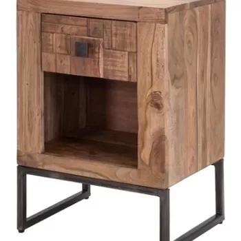 Noptiera Mumbai, Mauro Ferretti, 45x35x62 cm, lemn de salcam/fier imagine