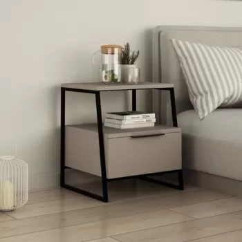 Noptiera Pal, Decortie, 45x40x50 cm, light mocha imagine