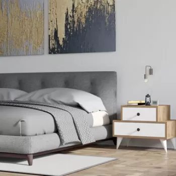 Noptiera, Puqa Design, Mise, PAL, Alb / Nuc imagine