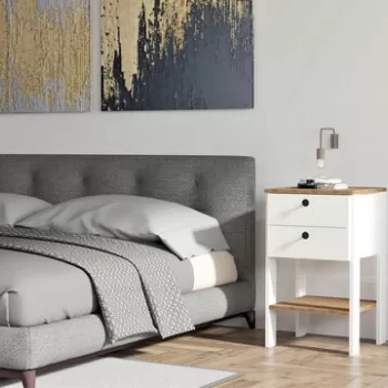 Noptiera, Puqa Design, Ruzisa, 44x75x44 cm, PAL, Alb / Nuc imagine