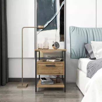 Noptiera, Retricy, Alba, 45x45x61.8 cm, PAL, Negru / Stejar imagine