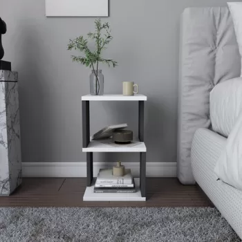 Noptiera, Retricy, Carter, 29.6x29.6x49.4 cm, PAL, Alb / Antracit imagine