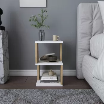 Noptiera, Retricy, Carter, 29.6x29.6x49.4 cm, PAL, Stejar alb imagine