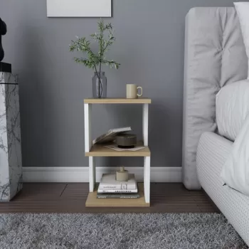 Noptiera, Retricy, Carter, 29.6x29.6x49.4 cm, PAL, Stejar / Alb imagine