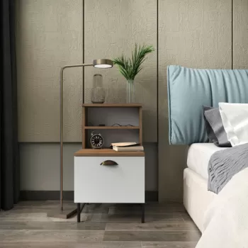 Noptiera, Retricy, Cressi, 45x83x22.5 cm, PAL, Nuc / Alb imagine