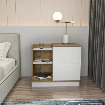 Noptiera, Retricy, Rena, 72x45x60 cm, PAL, Stejar alb imagine