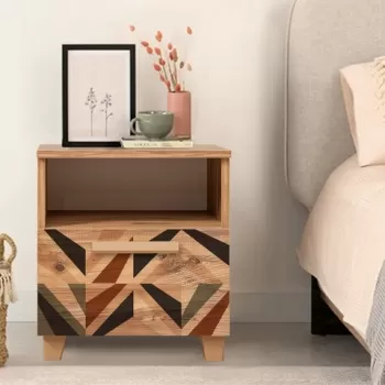 Noptiera, Vella, Leva Alfa Triangle, 45 x 52 x 40 cm, pal melaminat, multicolor imagine