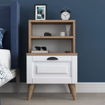 Noptiera, Wren, BD105 - 1917, 45 x 74.4 x 40 cm, pal melaminat, nuc/alb imagine