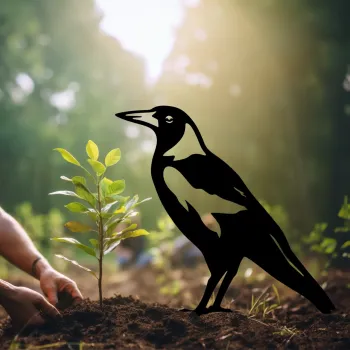 Obiect decorativ de gradina, Bird 02, 46x32 cm, Negru imagine