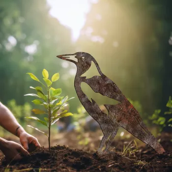 Obiect decorativ de gradina, Bird -A 02, 46x32 cm, Multicolor imagine