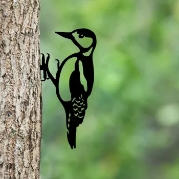 Obiect decorativ de gradina, Bird On The Branch 01, 18x30 cm, Negru imagine