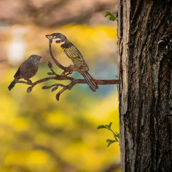 Obiect decorativ de gradina, Bird On The Branch 02, 40x20 cm, Maro imagine