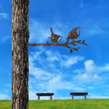 Obiect decorativ de gradina, Bird On The Branch 03, 55x22 cm, Maro imagine