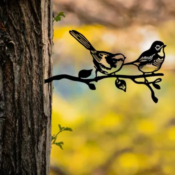 Obiect decorativ de gradina, Bird On The Branch 04, 50x26 cm, Negru imagine