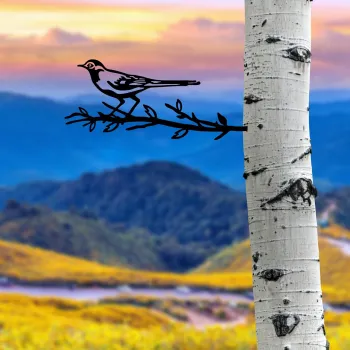 Obiect decorativ de gradina, Bird On The Branch 05, 50x20 cm, Negru imagine