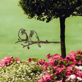 Obiect decorativ de gradina, Bird On The Branch 06, 50x20 cm, Maro imagine