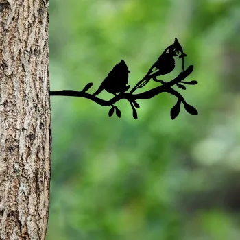 Obiect decorativ de gradina, Bird On The Branch 07, 45x23 cm, Negru imagine