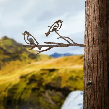 Obiect decorativ de gradina, Bird On The Branch 08, 45x20 cm, Maro imagine