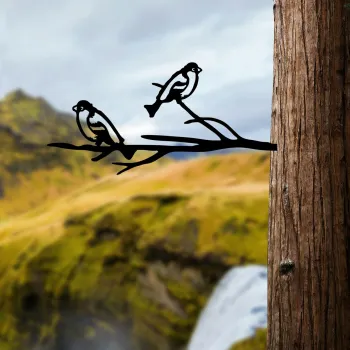 Obiect decorativ de gradina, Bird On The Branch 08, 45x20 cm, Negru imagine