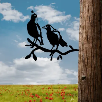 Obiect decorativ de gradina, Bird On The Branch 09, 45x39 cm, Negru imagine