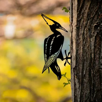 Obiect decorativ de gradina, Bird On The Branch 10, 22x40 cm, Negru imagine