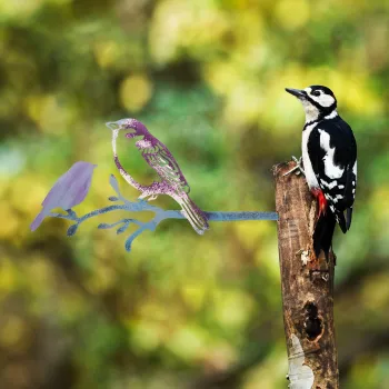 Obiect decorativ de gradina, Bird on the branch 22, 20x40 cm, Multicolor imagine