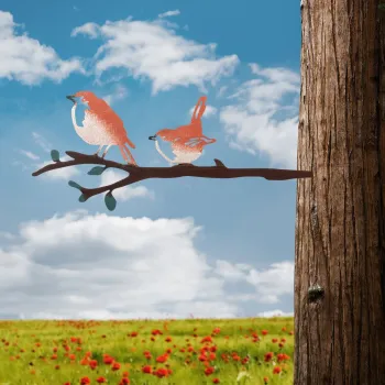 Obiect decorativ de gradina, Bird on the branch 23, 22x55 cm, Multicolor imagine